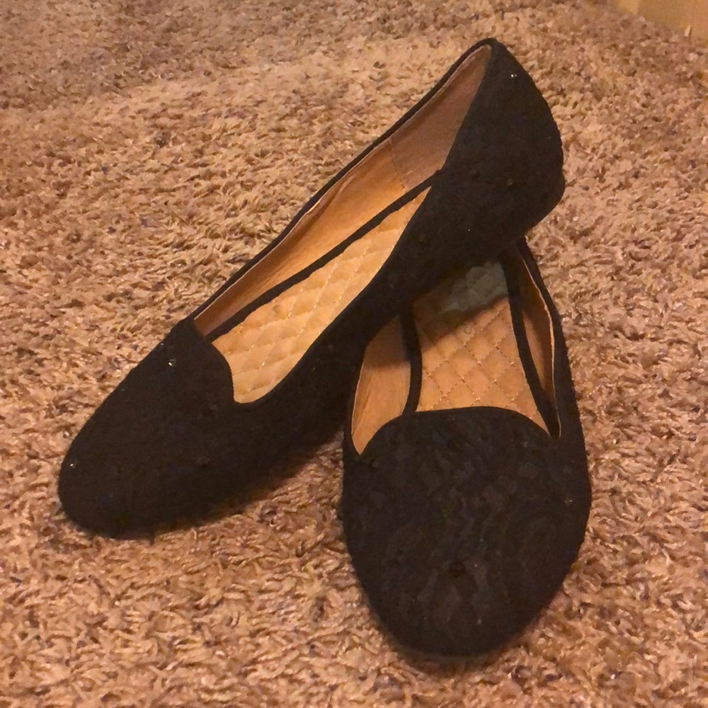 Black Maurices Lace Flats